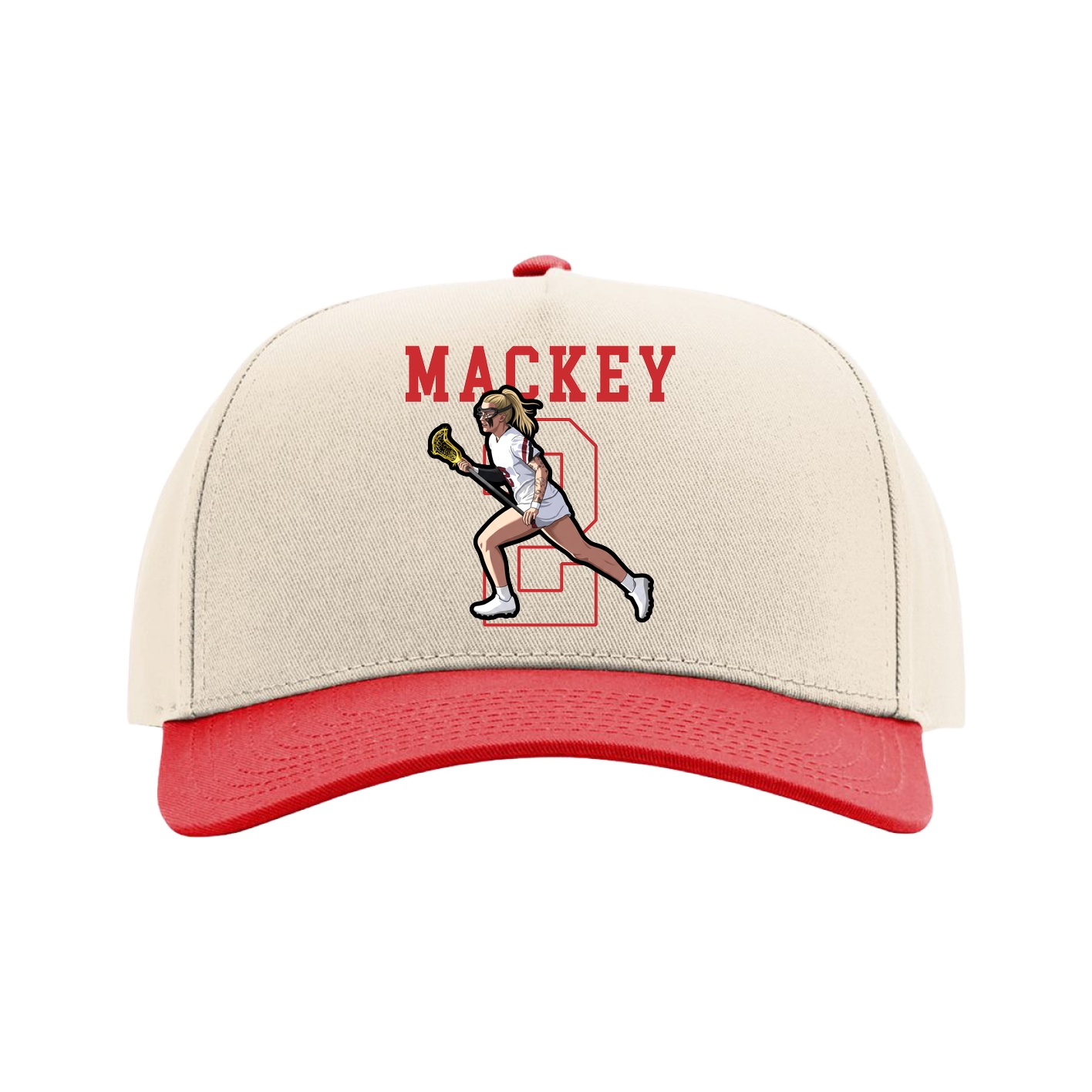 Full Fabric Five-Panel Champ Cap — Shirsey in Cream/Red