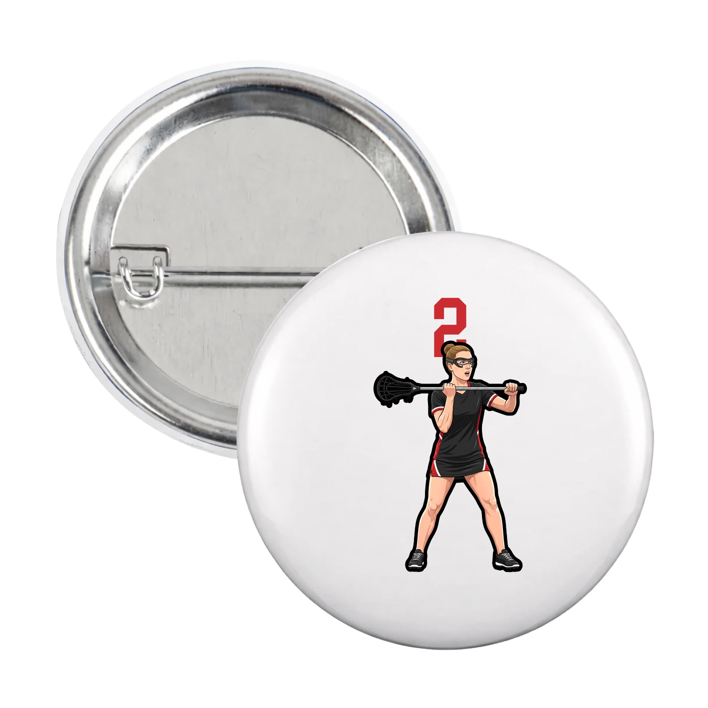Game Day Button — Number Top in White