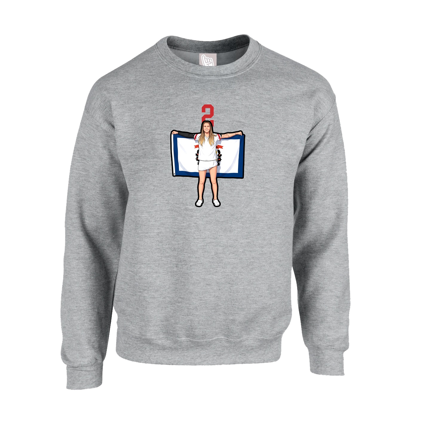 Fleece Crew — Number Top in Grey