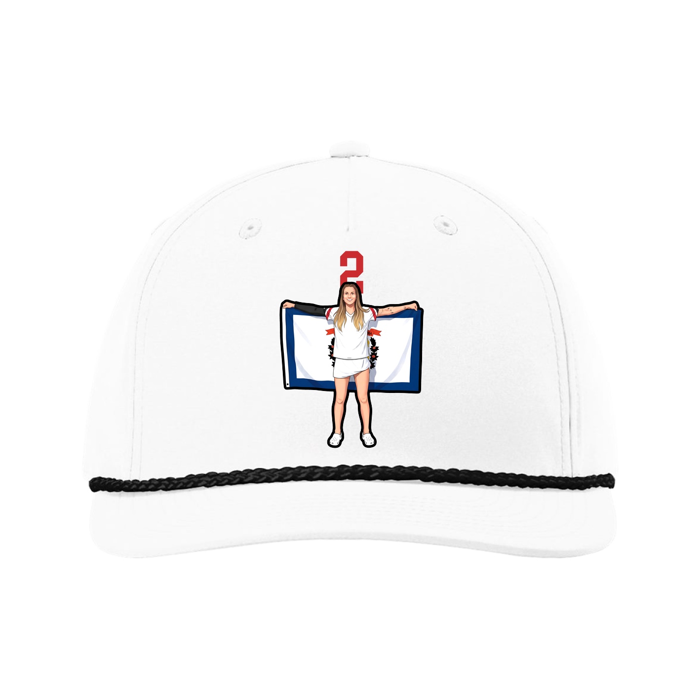 Five-Panel Classic Rope Cap — Number Top in White