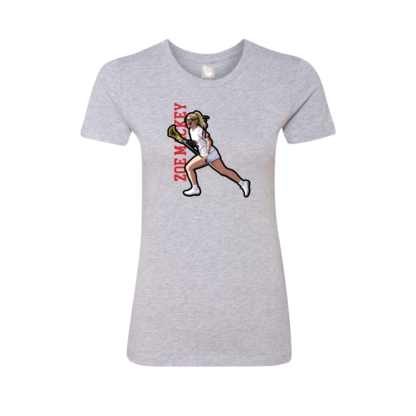 Fitted Women's Tee — Name Vertical in Grey