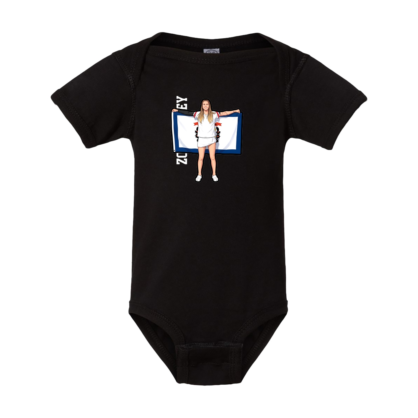 Baby Onesie — Name Vertical in Black