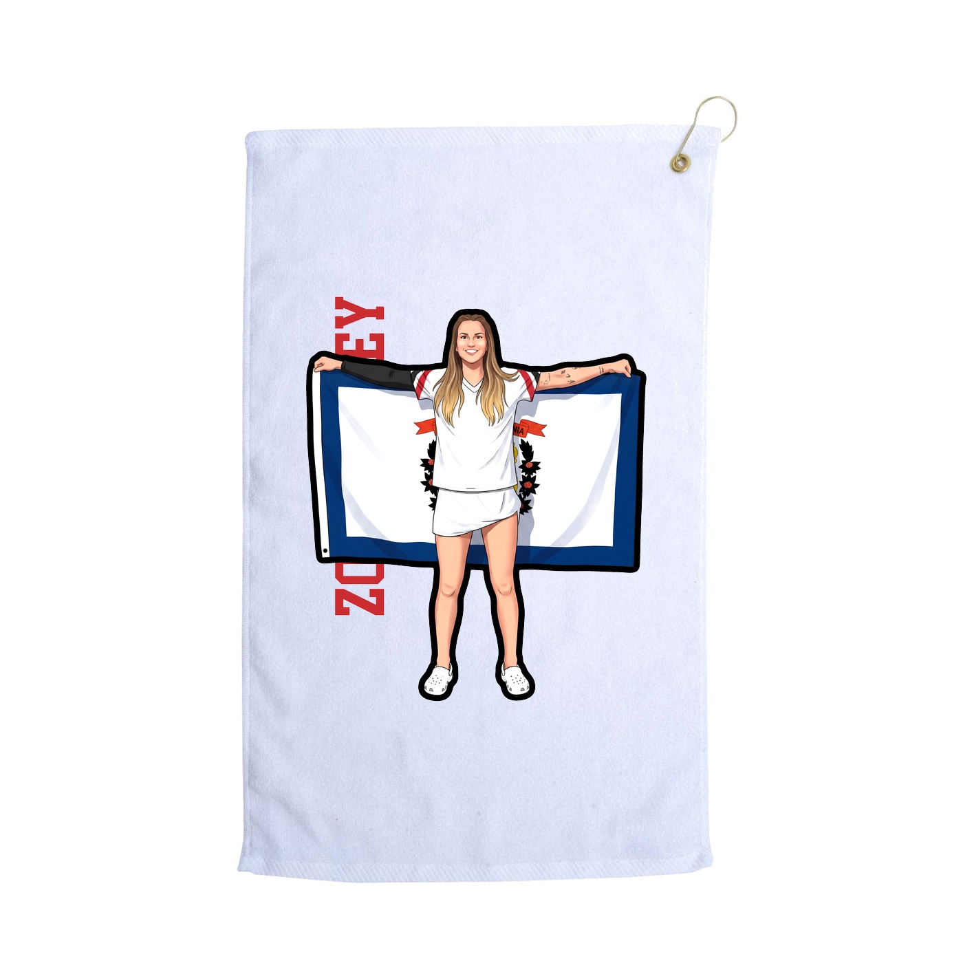 Golf Towel — Name Vertical in White