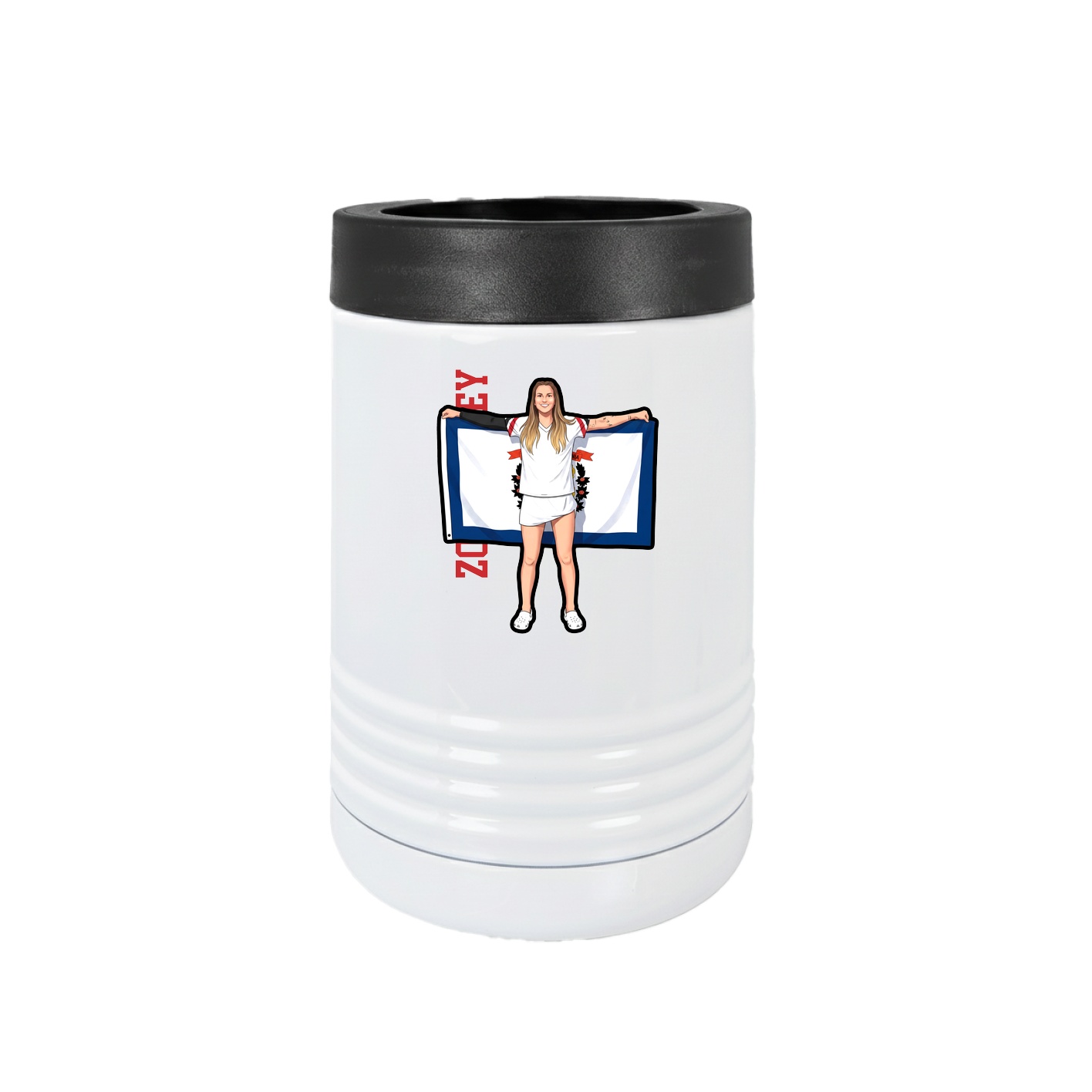 Beverage Holder — Name Vertical in White