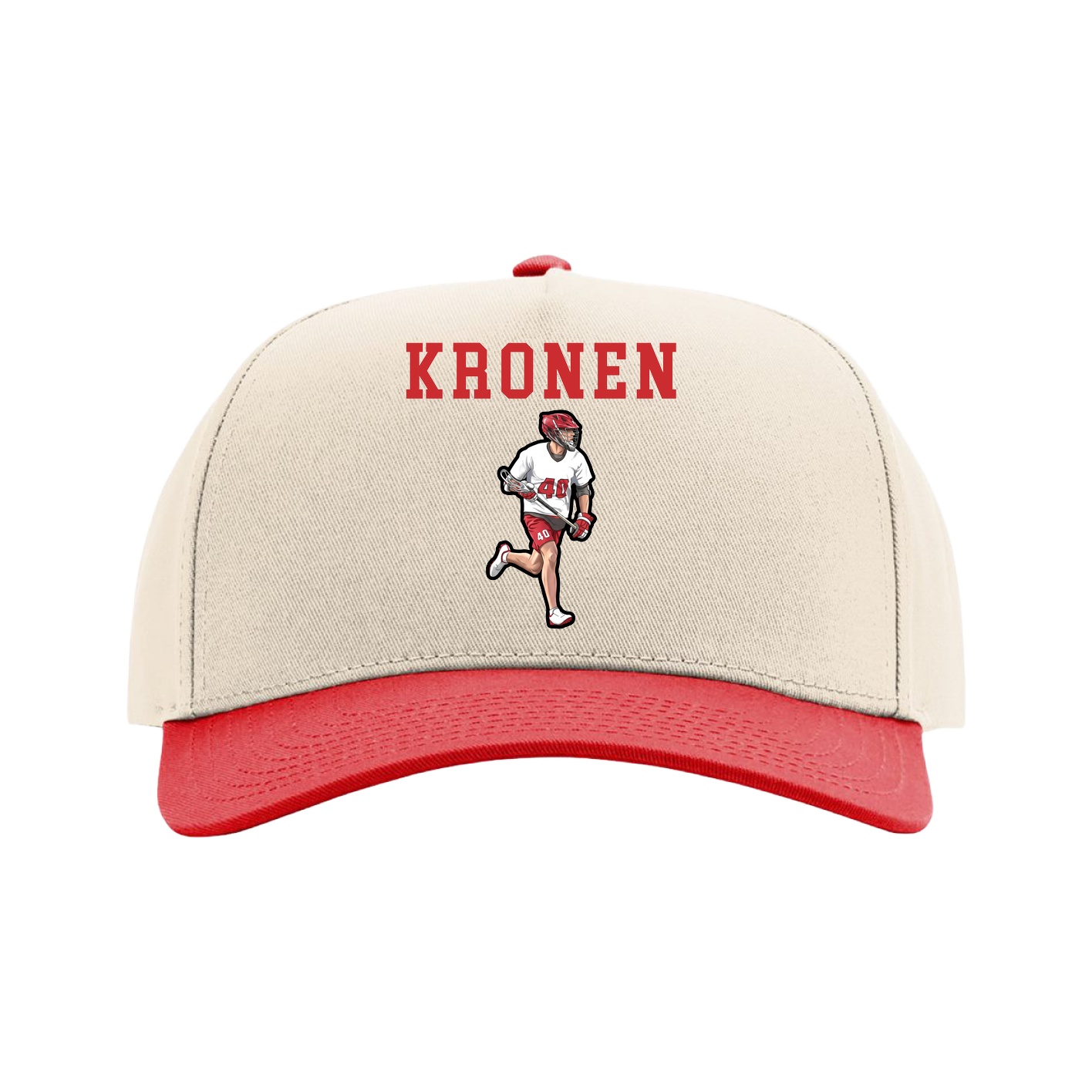 Full Fabric Five-Panel Champ Cap — Shirsey in Cream/Red