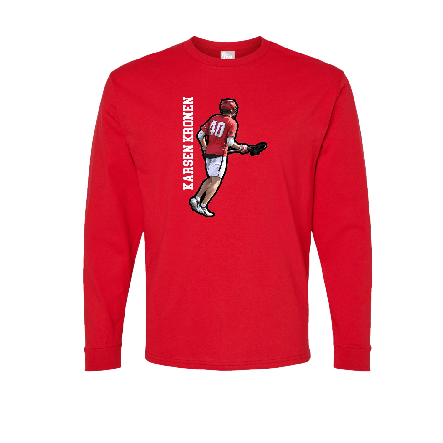 Long Sleeve Tee — Name Vertical in Red