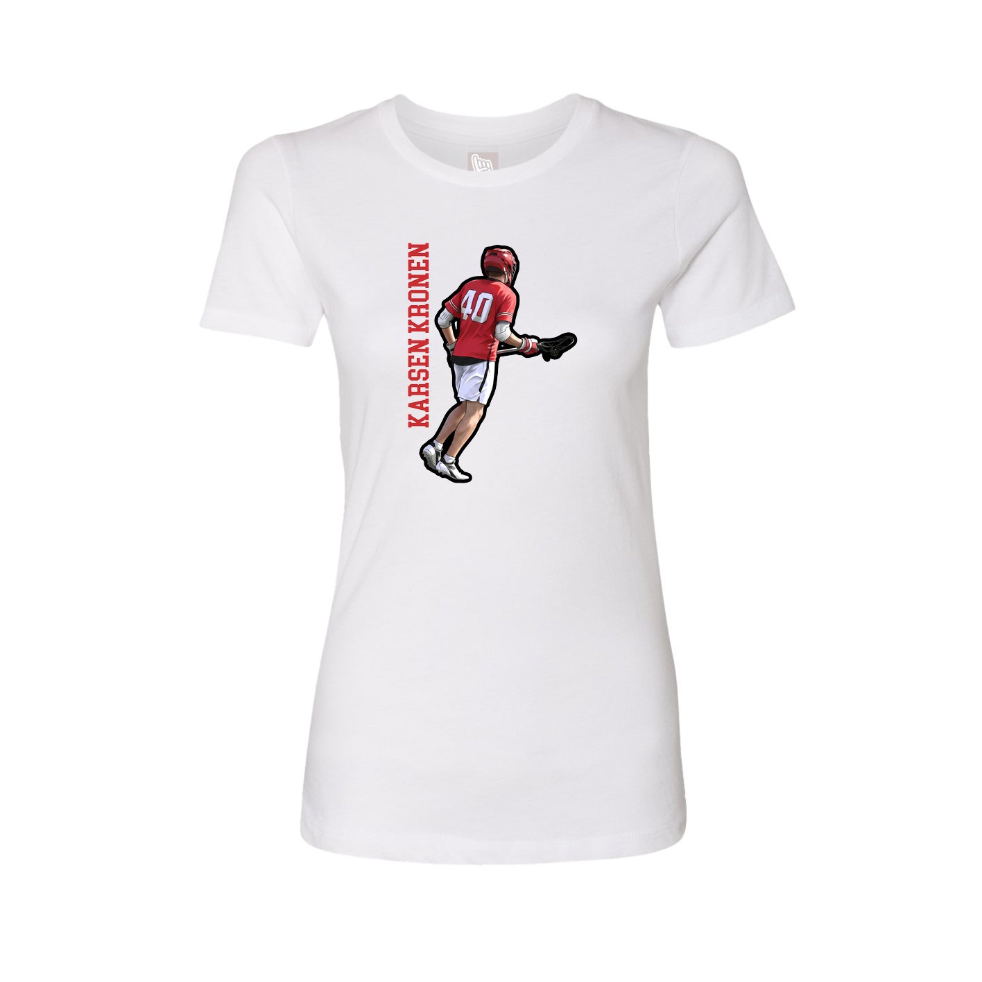 Womens Tee — Name Vertical in White