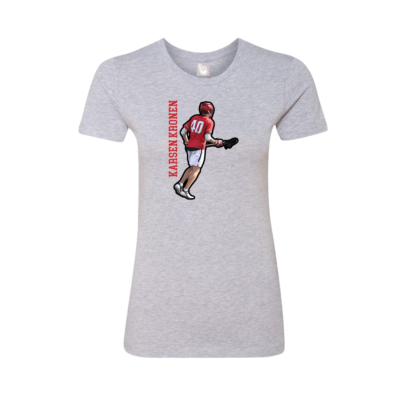 Womens Tee — Name Vertical in Grey