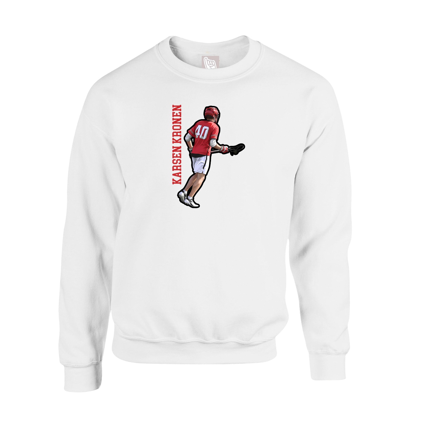 Fleece Crew — Name Vertical in White