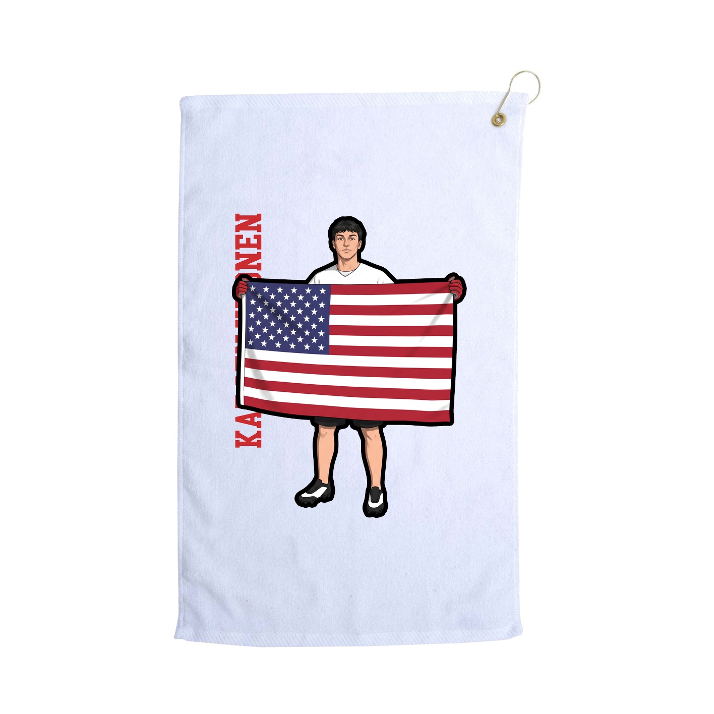 Golf Towel — Name Vertical in White