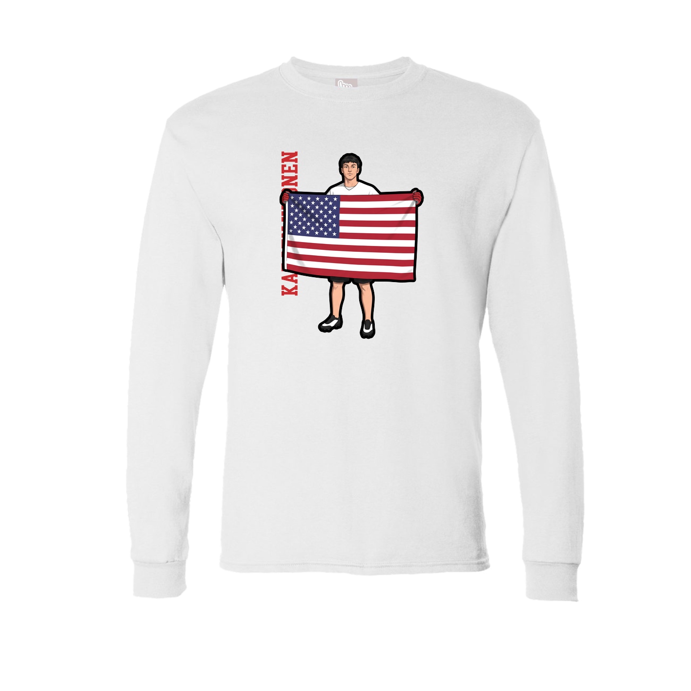 Long Sleeve Tee — Name Vertical in White