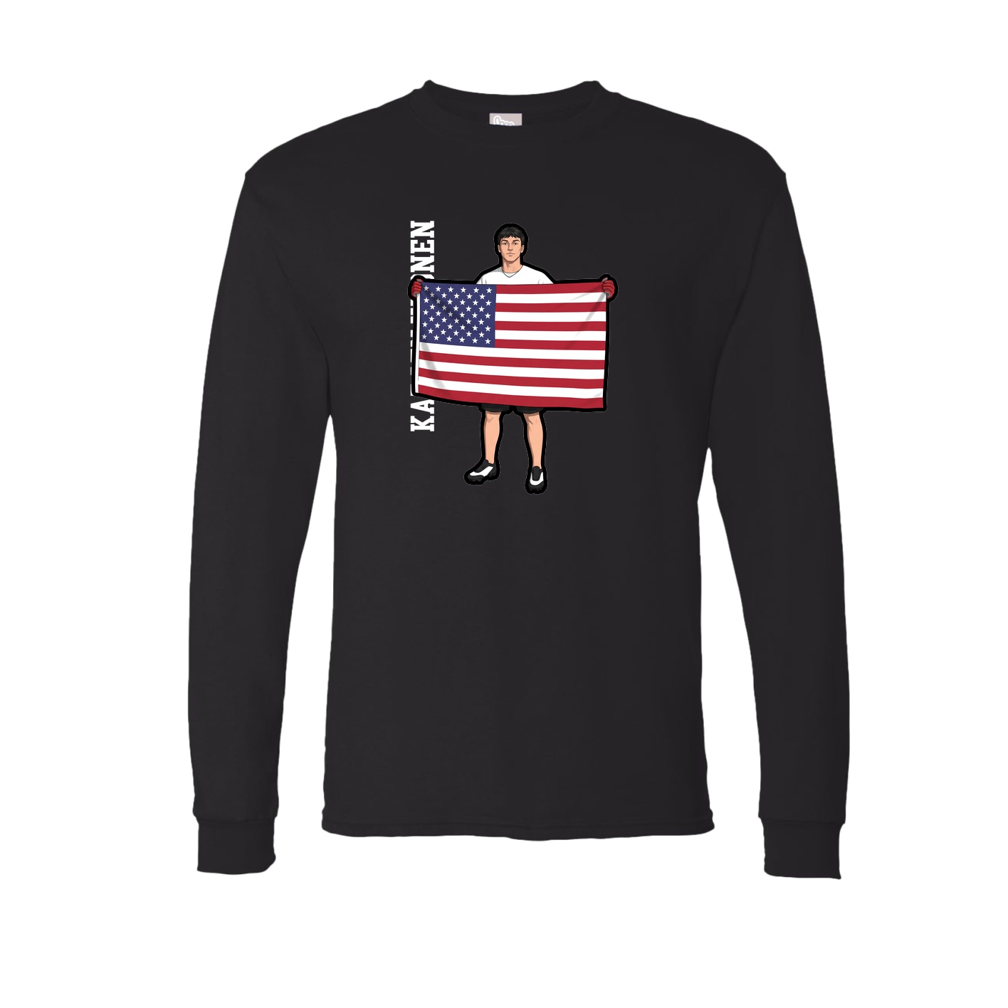 Long Sleeve Tee — Name Vertical in Black