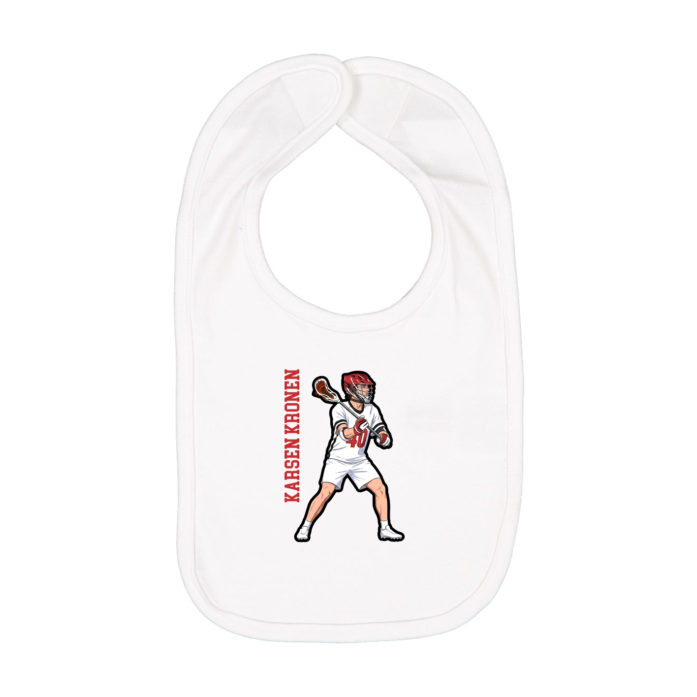 Infant Bib — Name Vertical in White