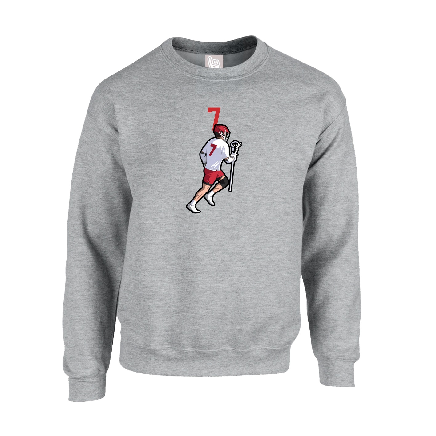 Fleece Crew — Number Top in Grey