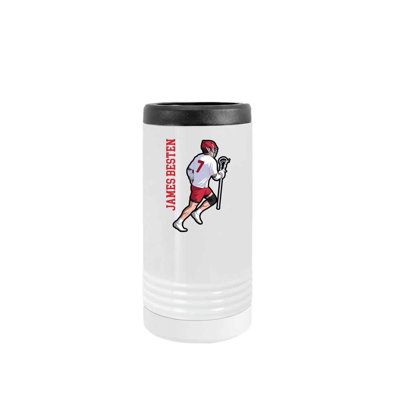 Slim Beverage Holder — Name Vertical in White
