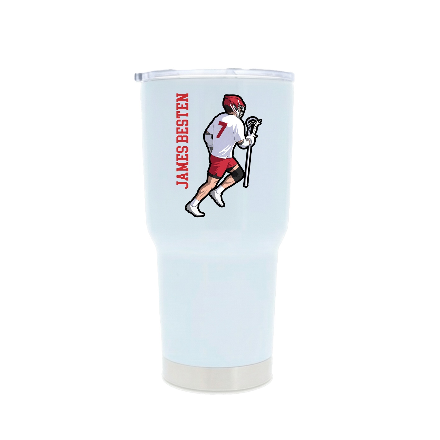 30oz Stainless Steel Tumbler — Name Vertical in White