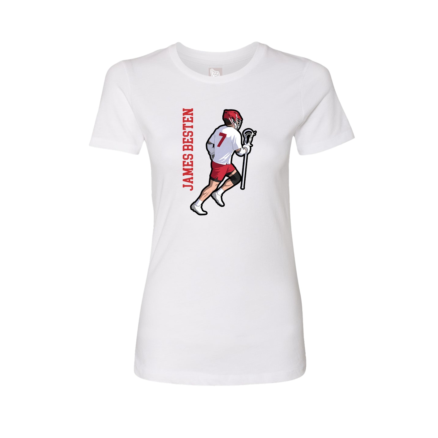 Fitted Women's Tee — Name Vertical in White
