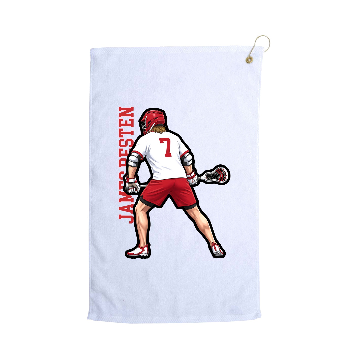 Golf Towel — Name Vertical in White