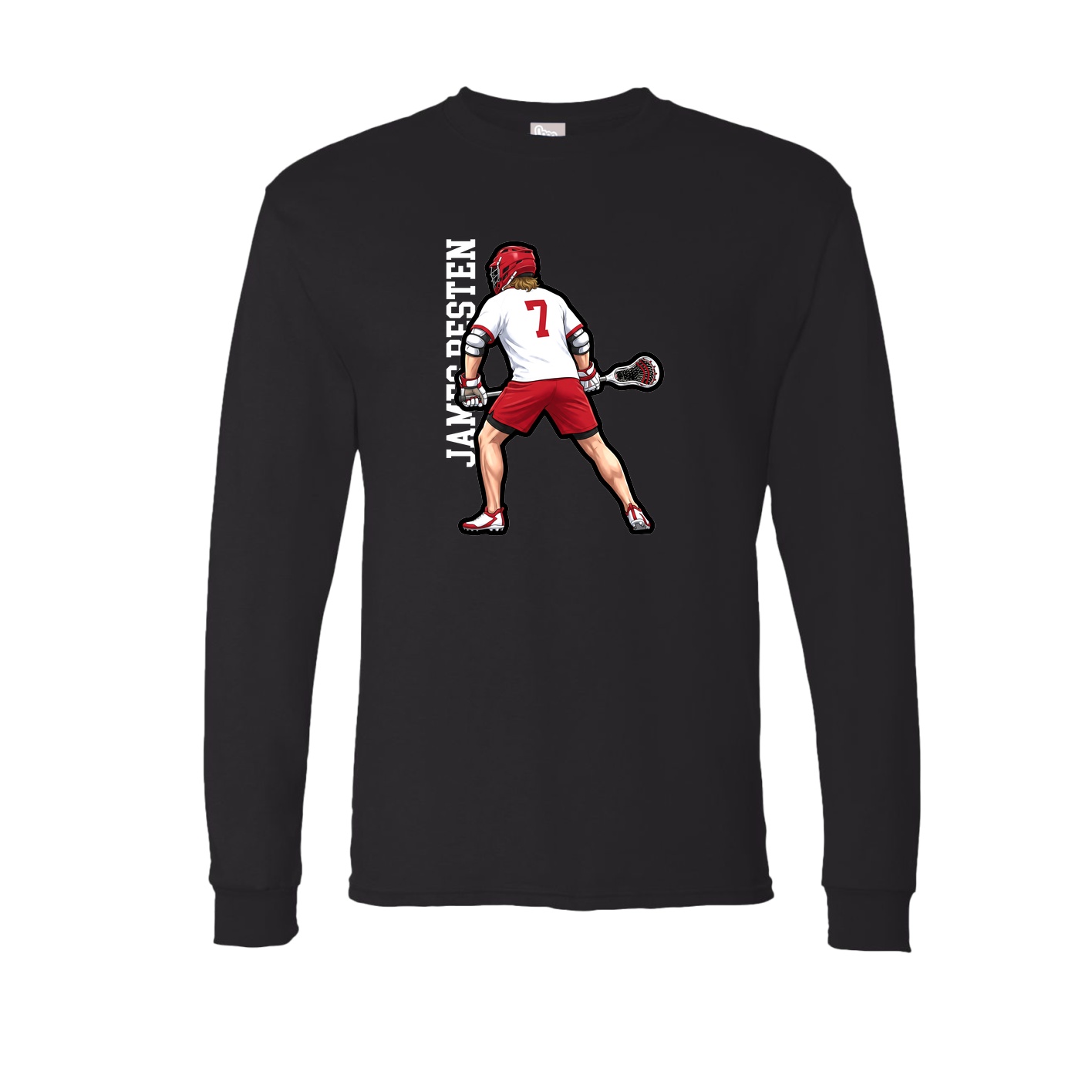 Long Sleeve Tee — Name Vertical in Black