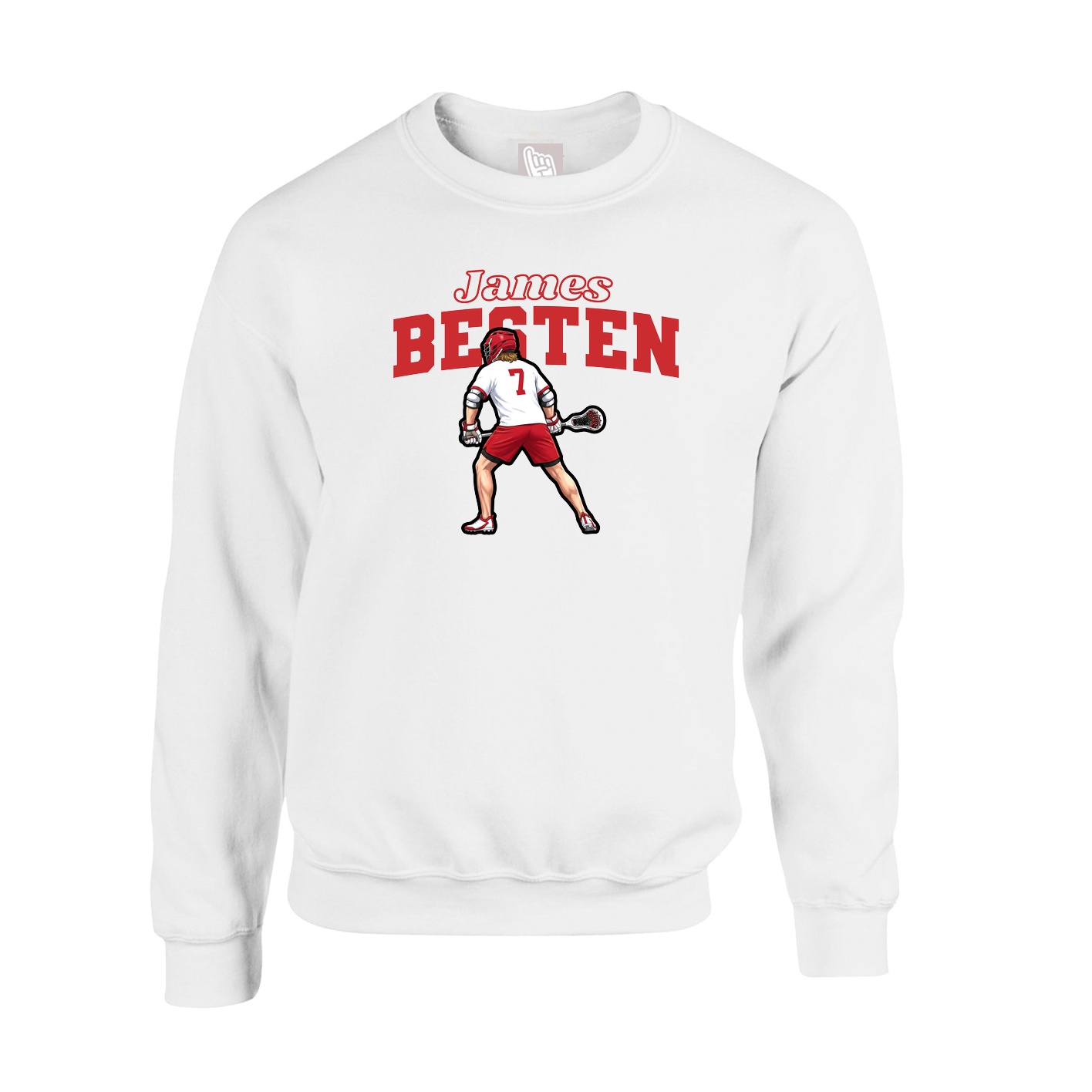 Fleece Crew — Name Arch in White