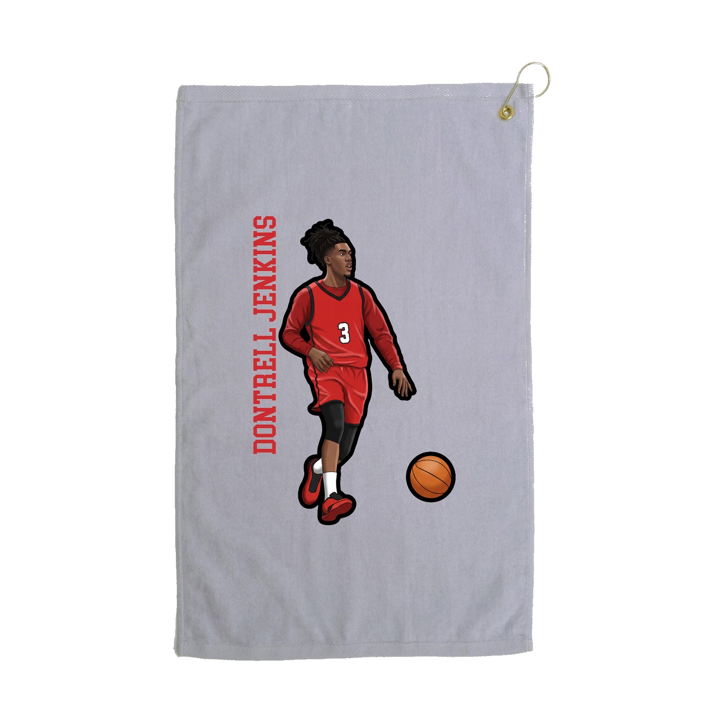 Golf Towel — Name Vertical in Grey