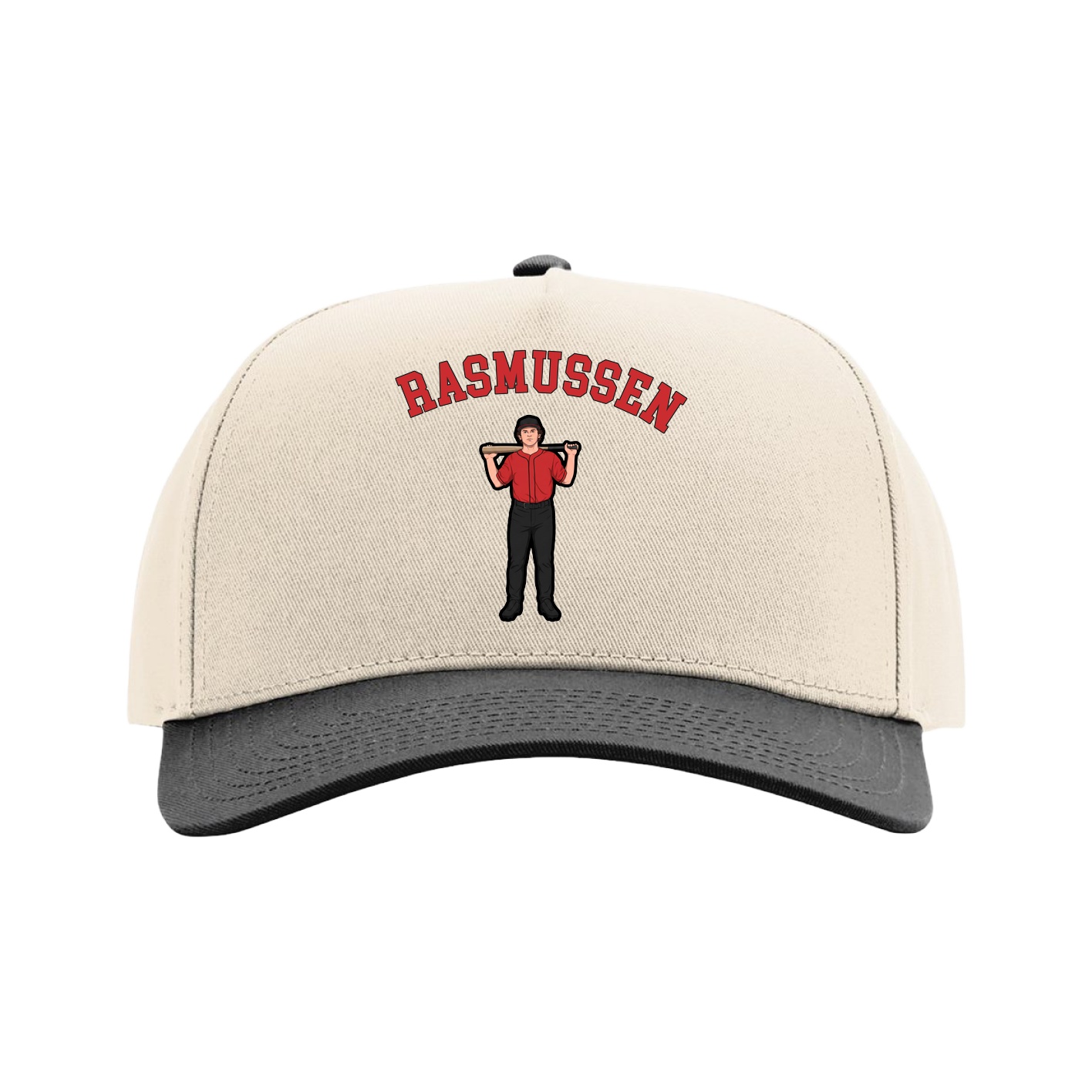 Full Fabric Five-Panel Champ Cap — Shirsey Arch in Cream/Black