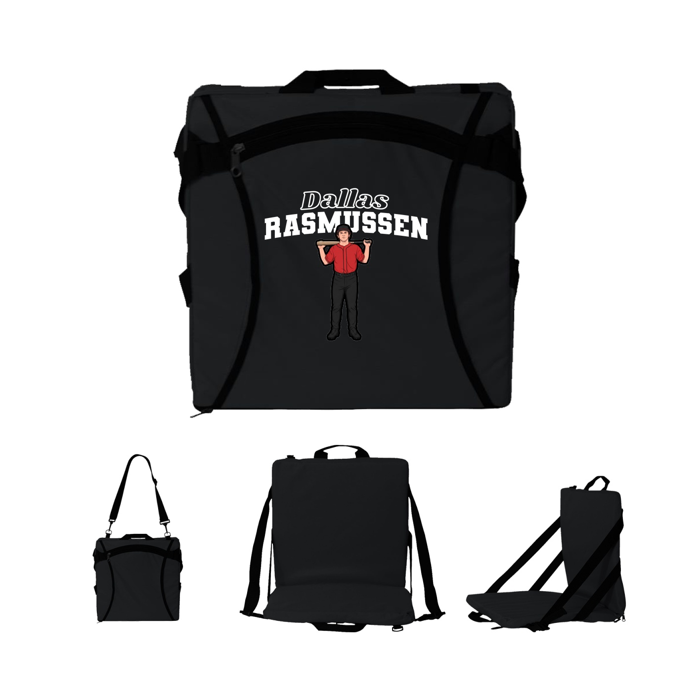 Folding Stadium Seat — Name Arch in Black