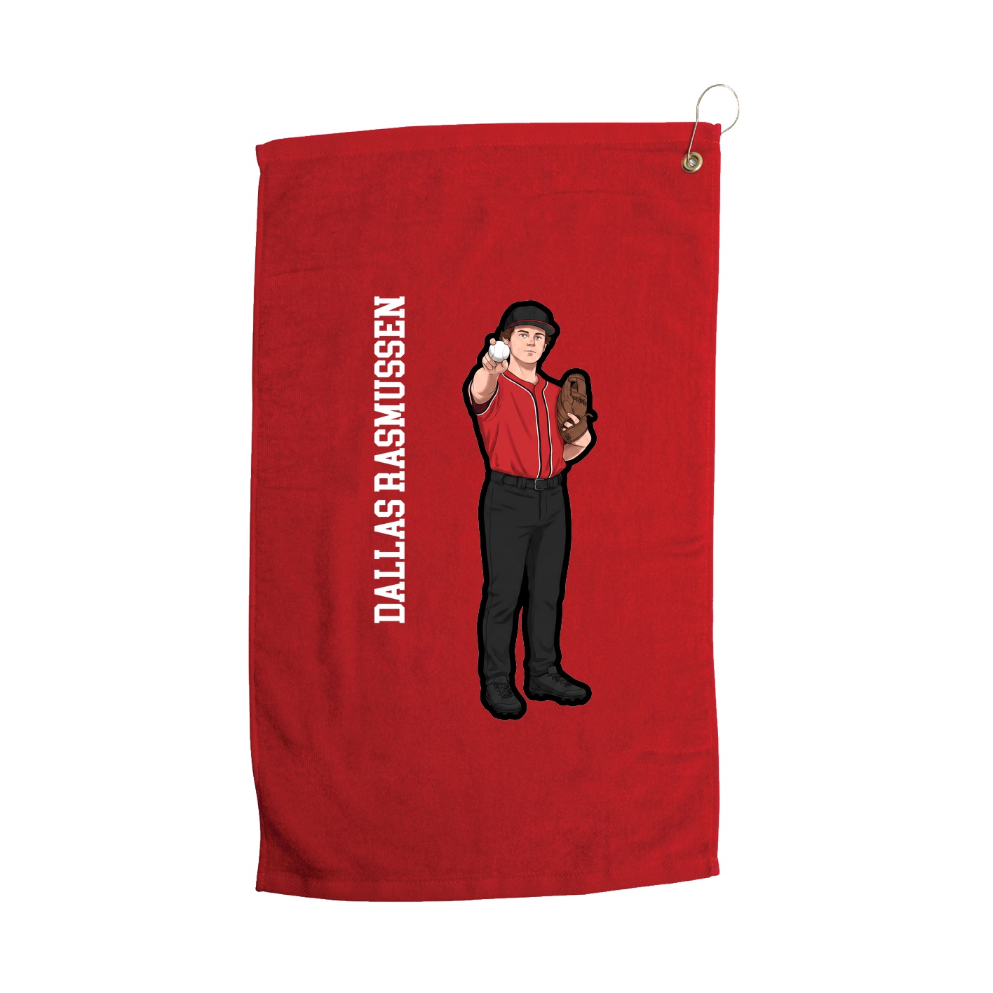 Golf Towel — Name Vertical in Red
