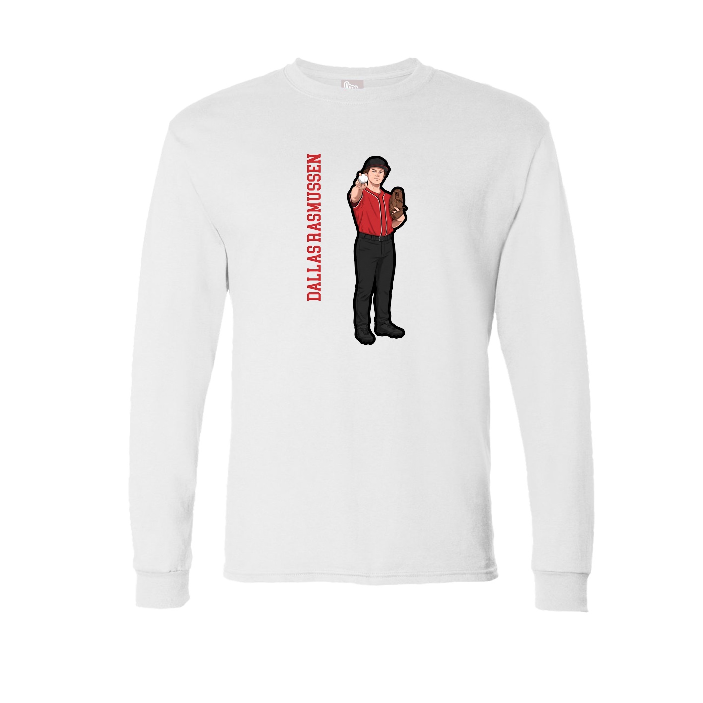 Long Sleeve Tee — Name Vertical in White