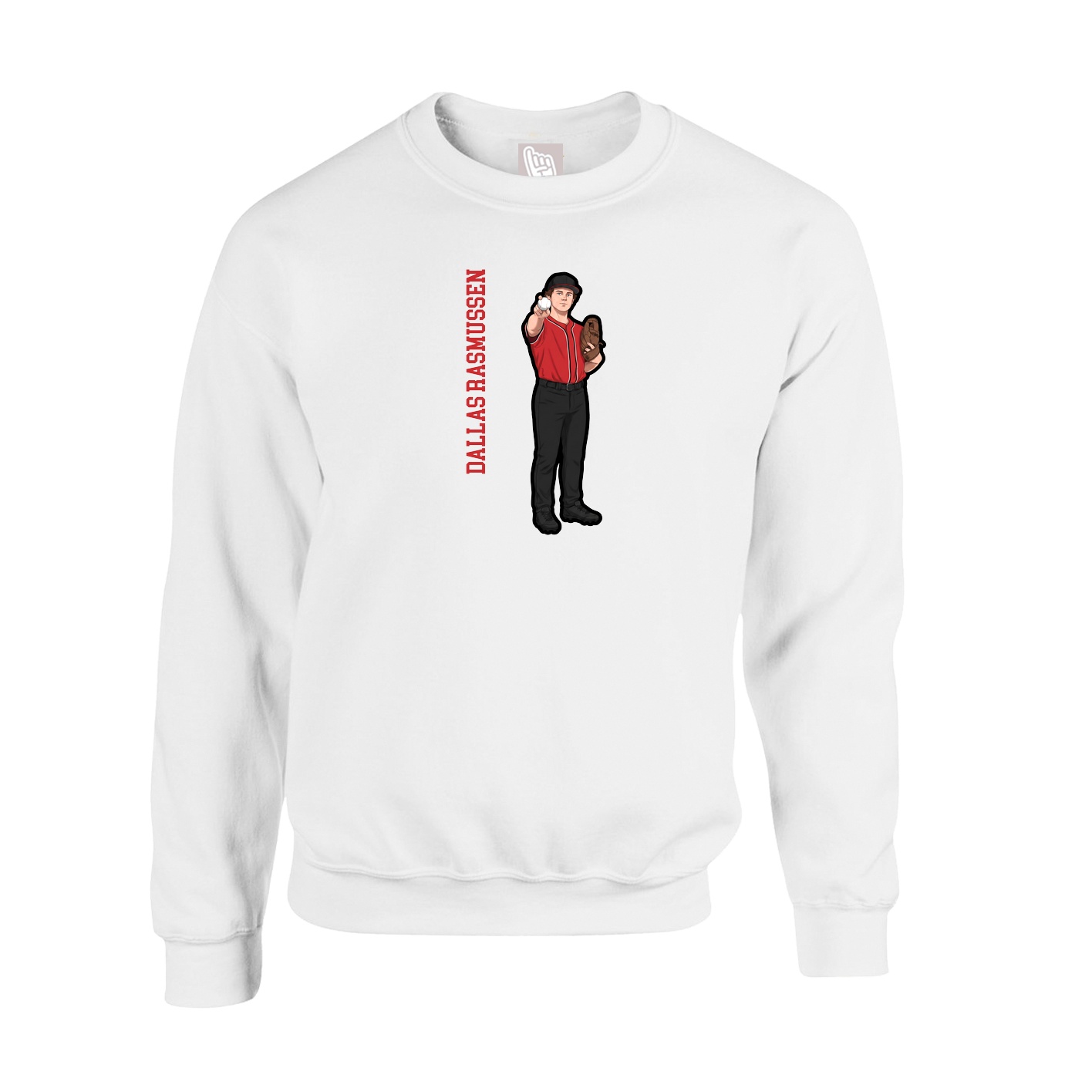 Fleece Crew — Name Vertical in White