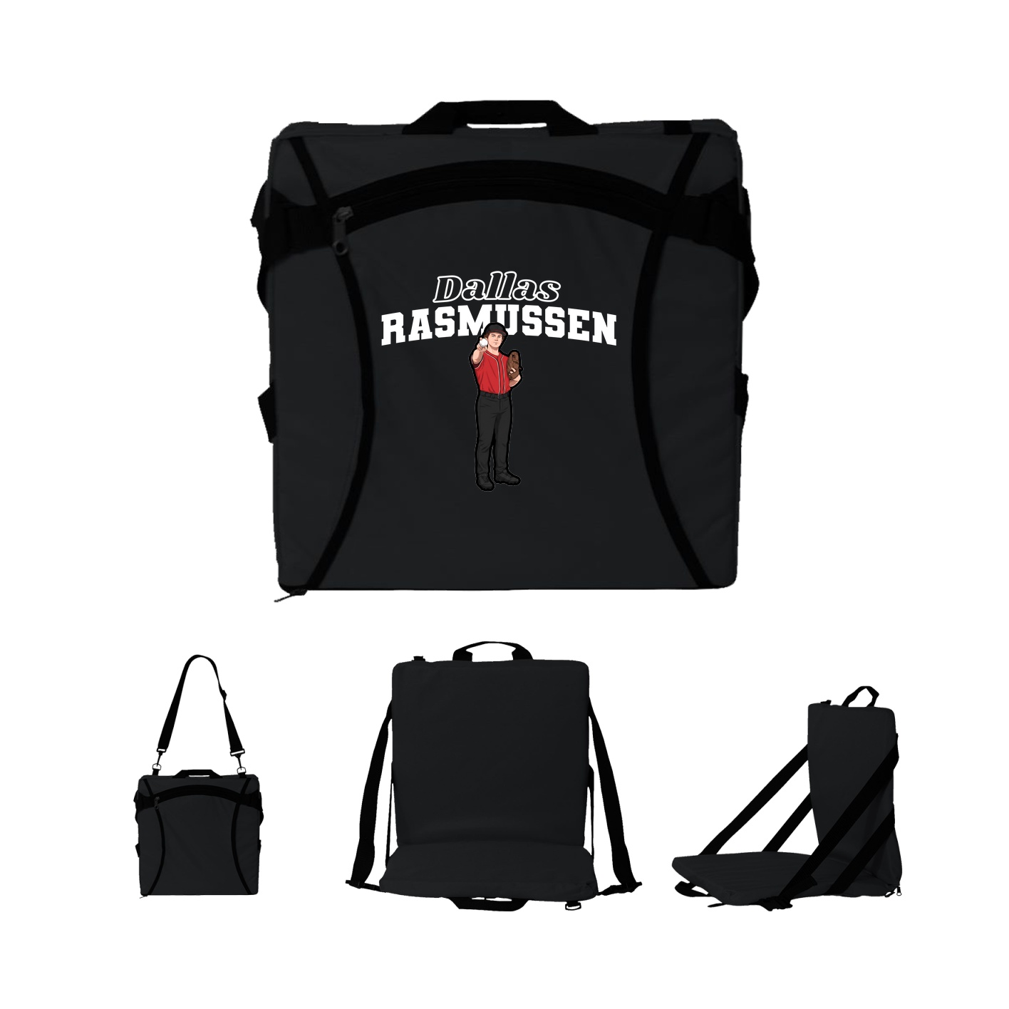 Folding Stadium Seat — Name Arch in Black
