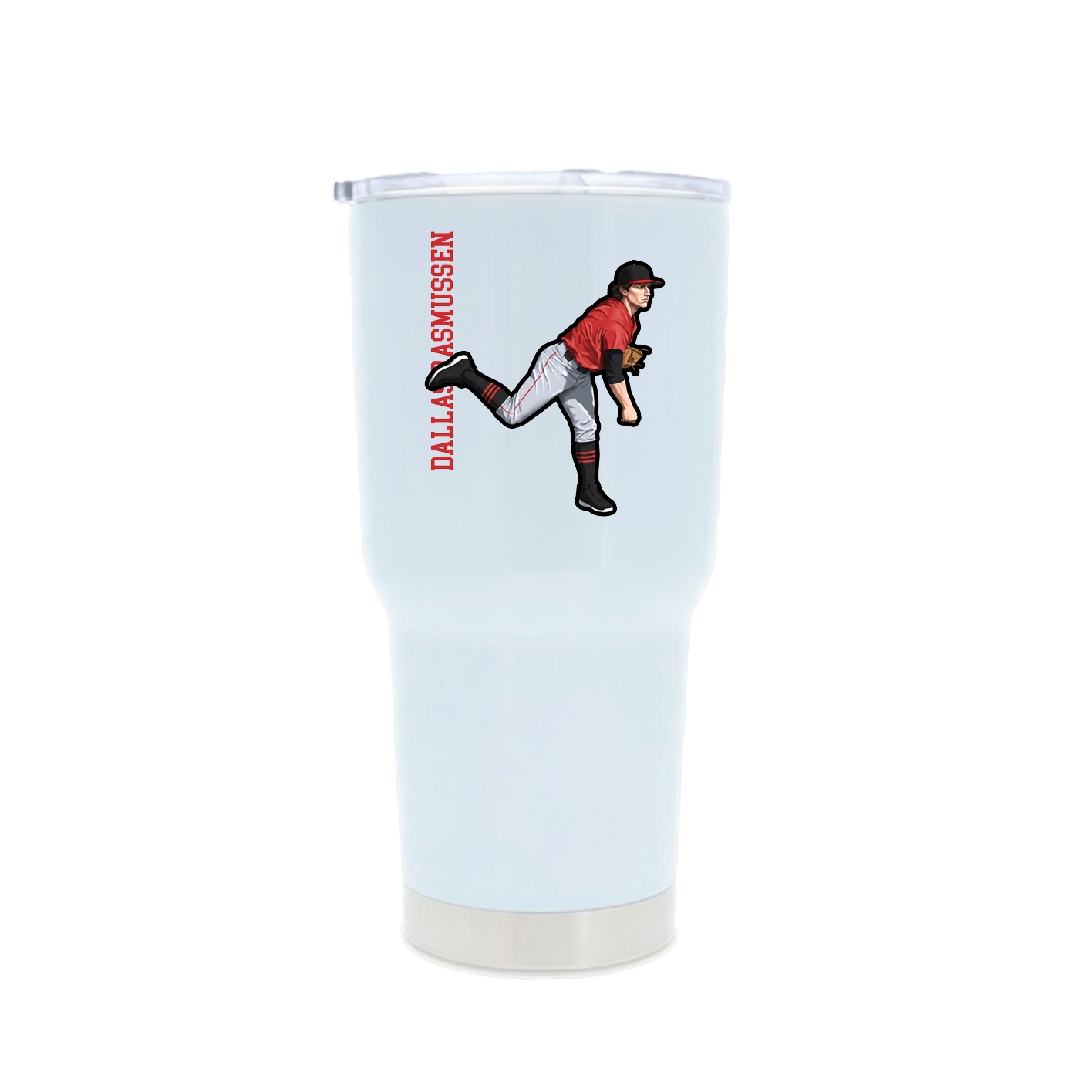 30oz Stainless Steel Tumbler — Name Vertical in White