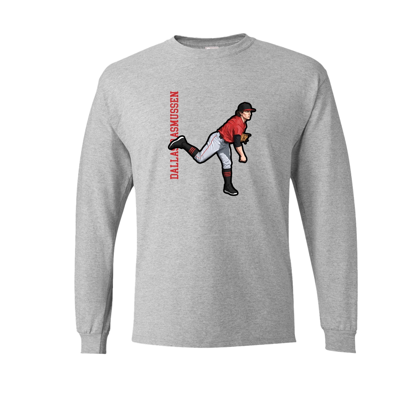Long Sleeve Tee — Name Vertical in Grey