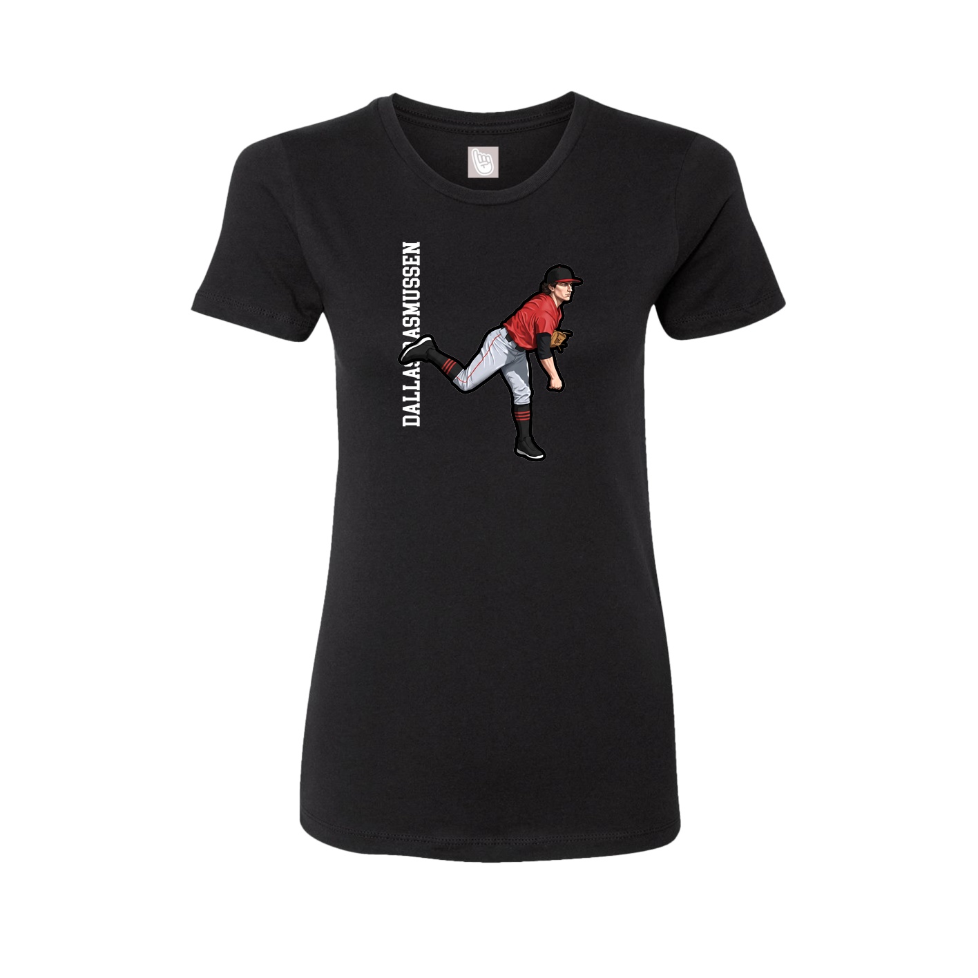 Fitted Women's Tee — Name Vertical in Black
