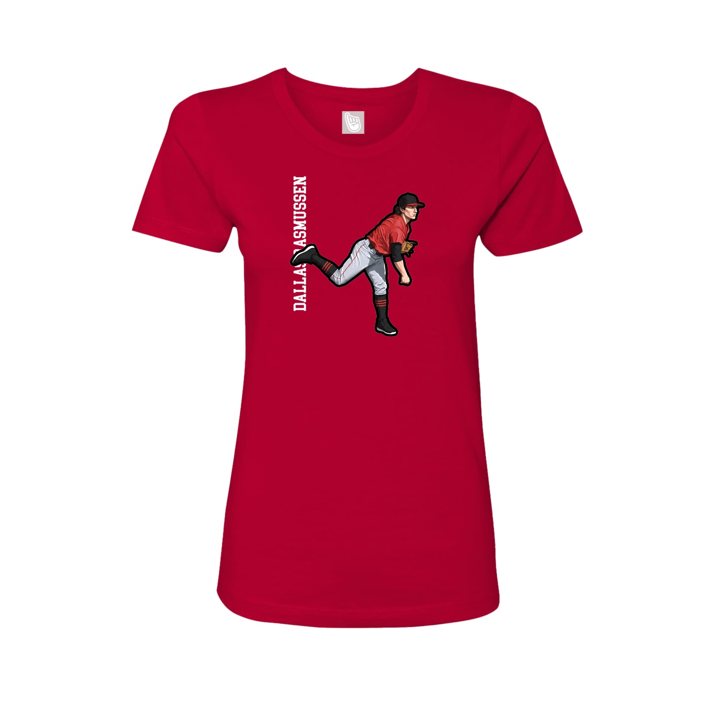 Womens Tee — Name Vertical in Red