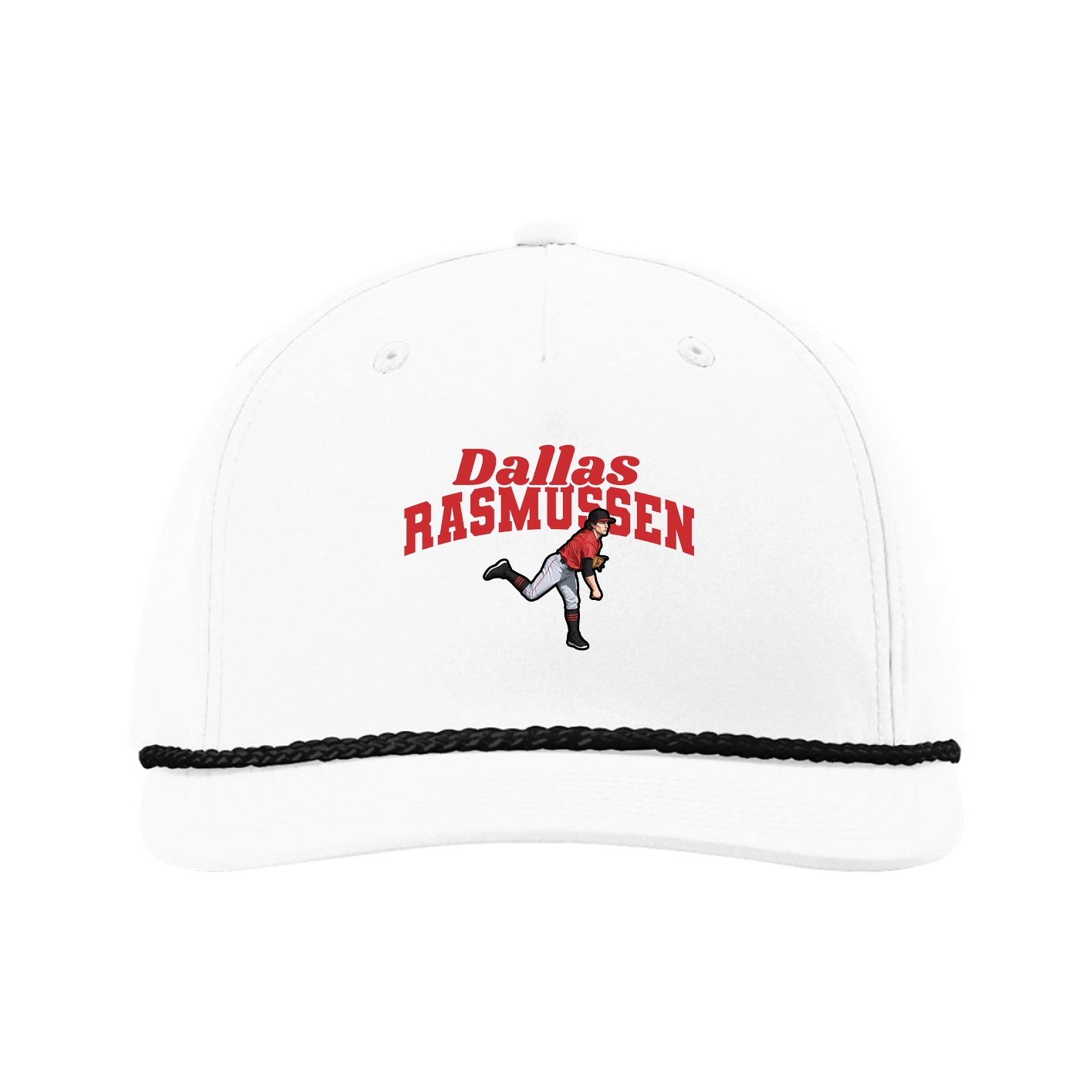 Five-Panel Classic Rope Cap — Signature Arch in White