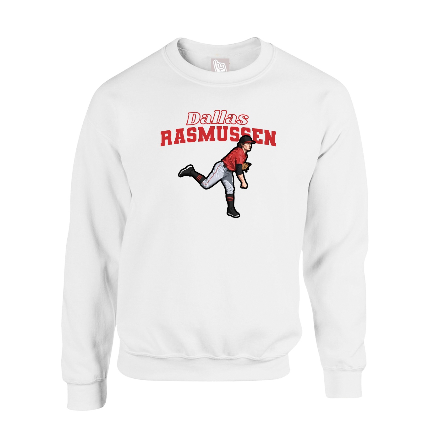 Fleece Crew — Name Arch in White