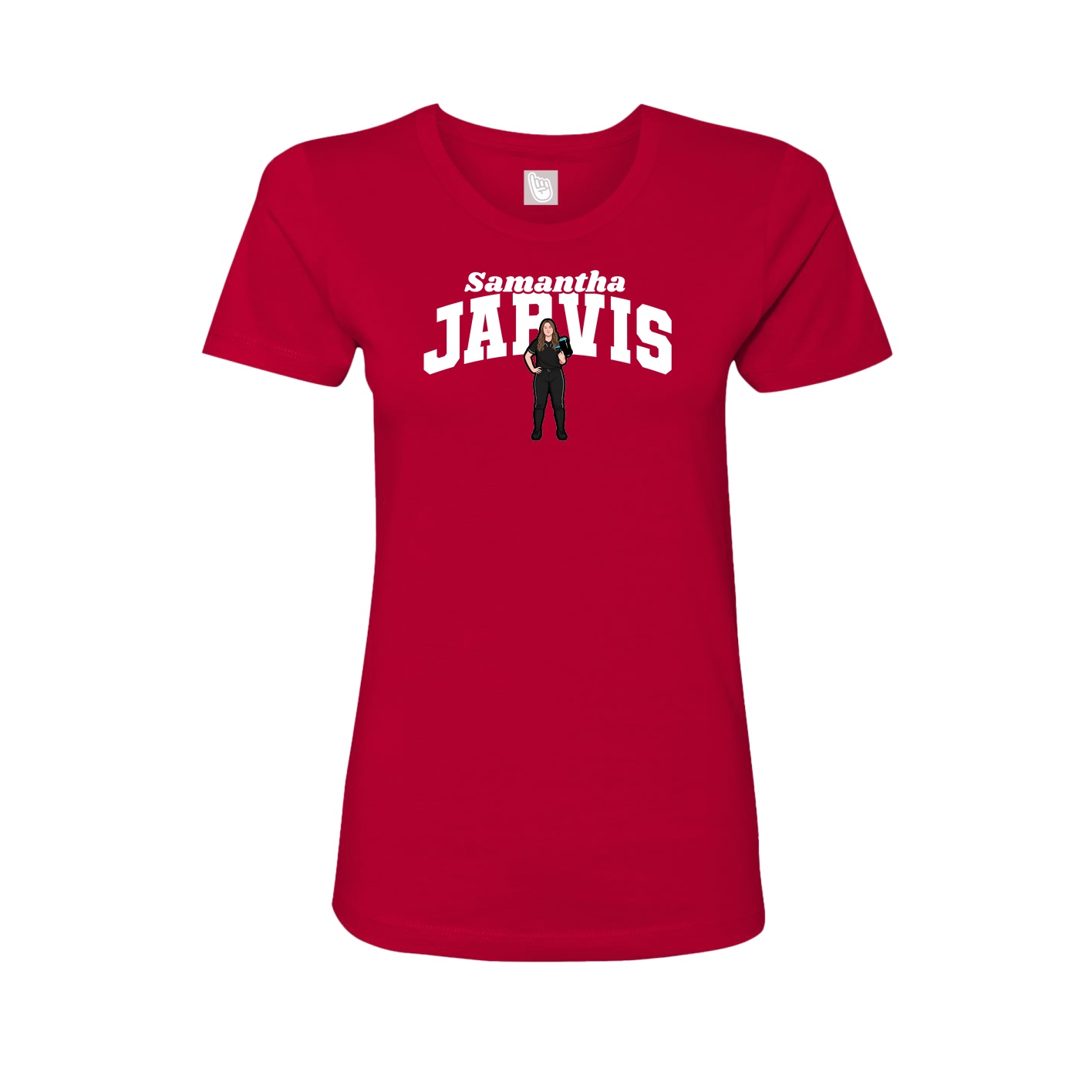 Fitted Women's Tee — Signature Arch in Red