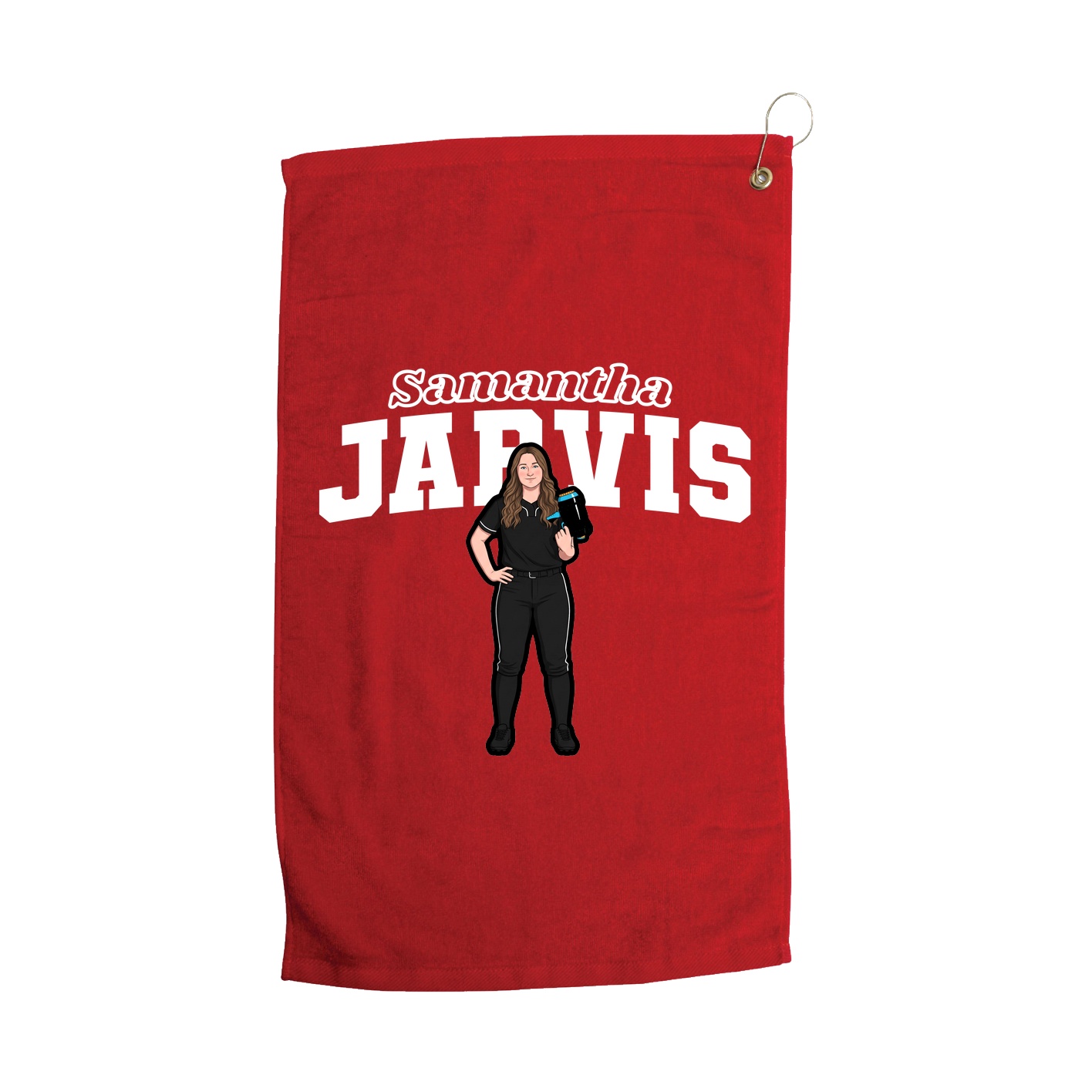 Golf Towel — Name Arch in Red