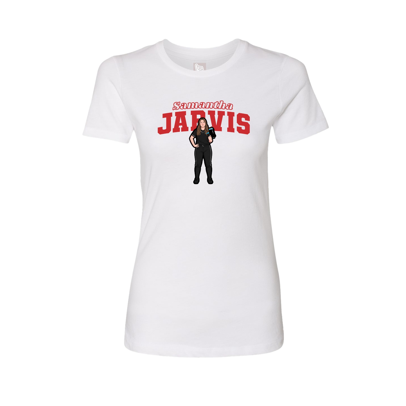 Fitted Women's Tee — Name Arch in White