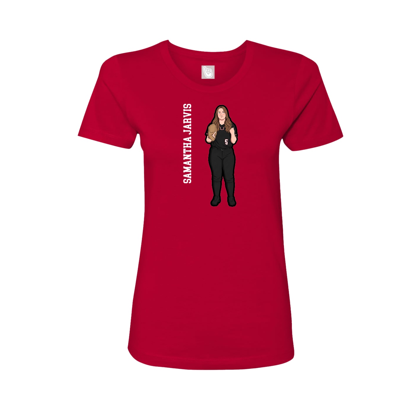 Fitted Women's Tee — Name Vertical in Red