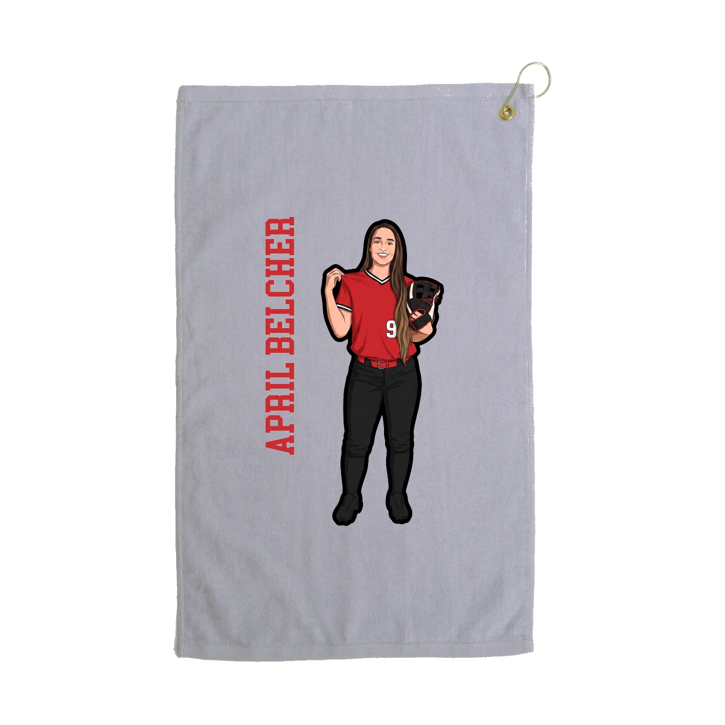 Golf Towel — Name Vertical in Grey