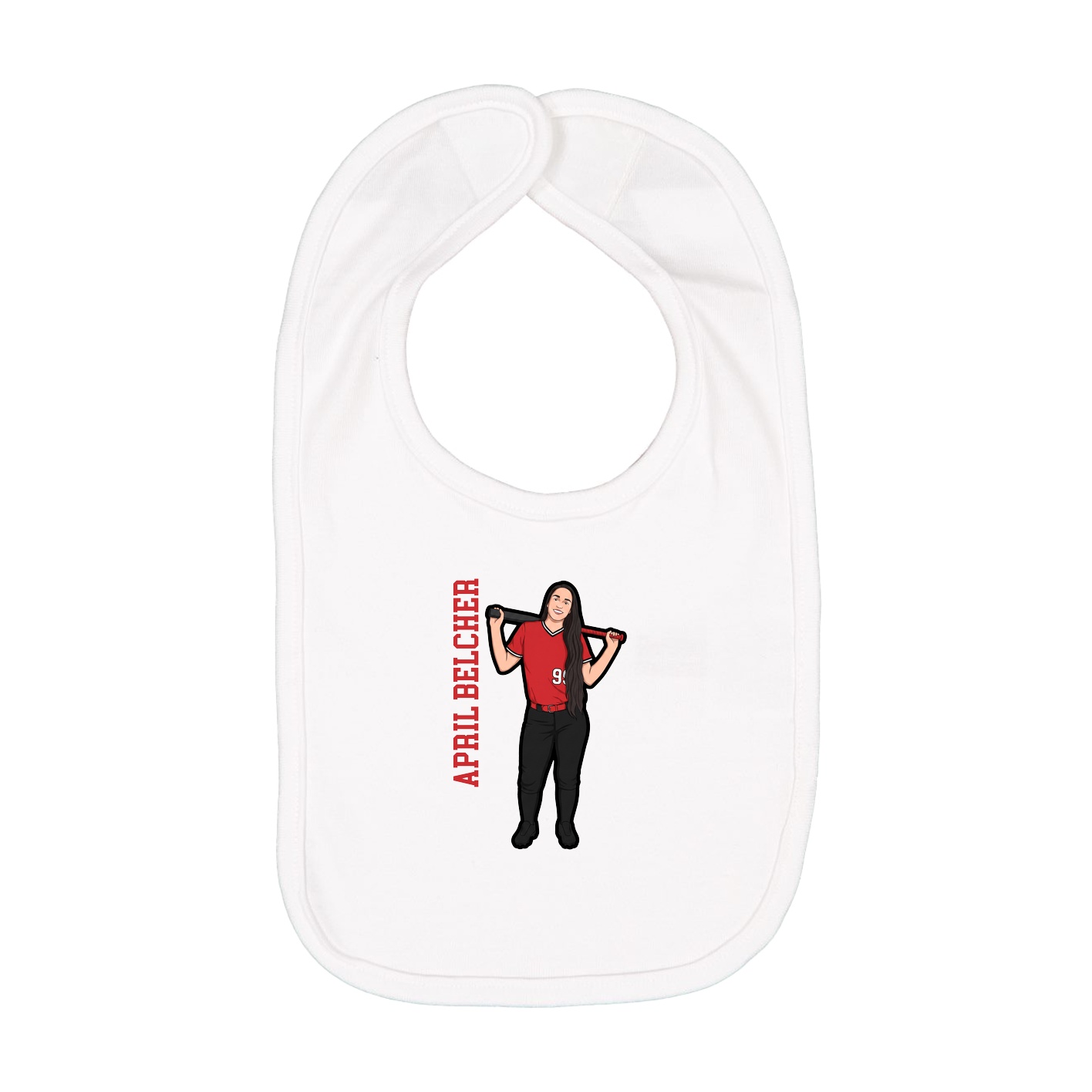 Infant Bib — Name Vertical in White