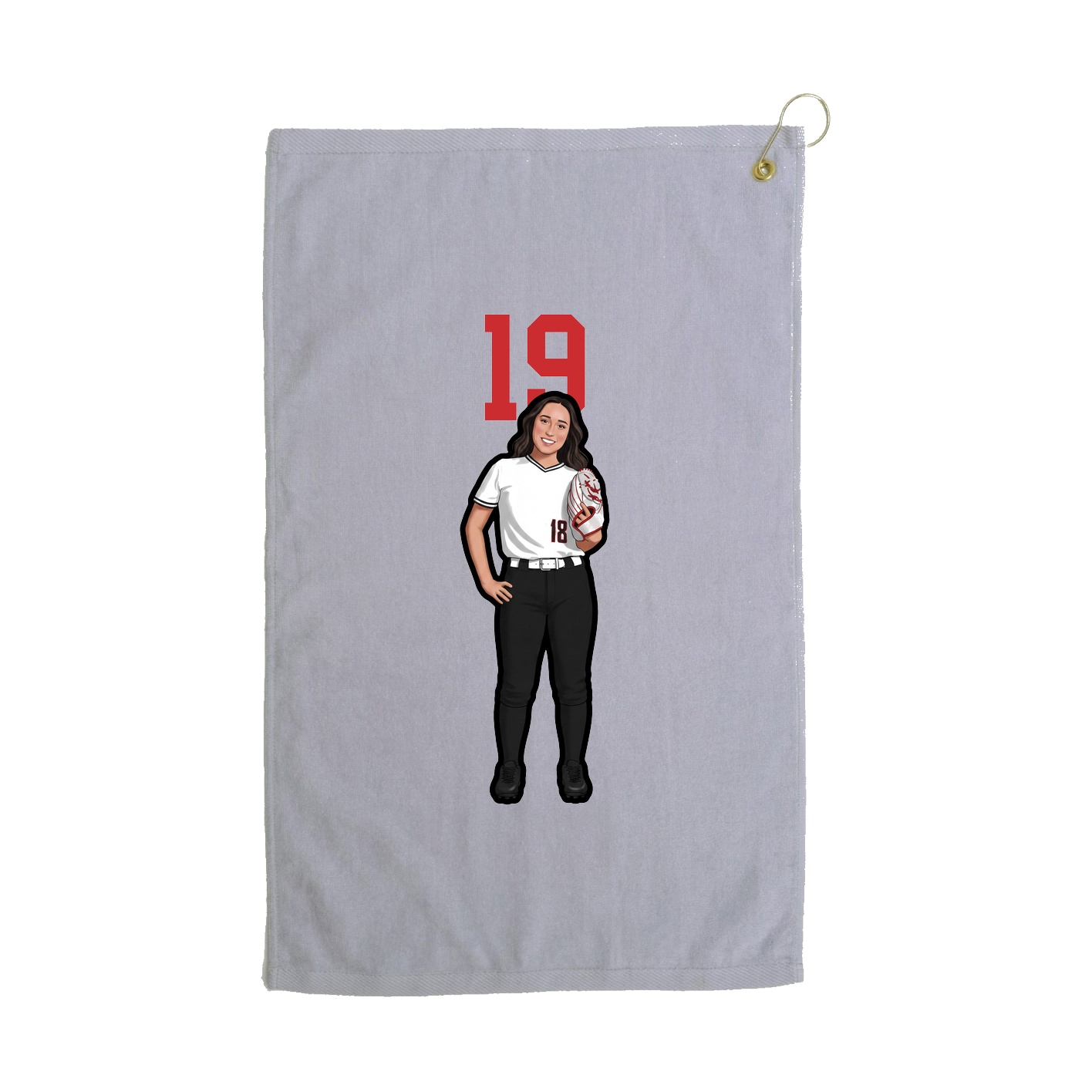 Golf Towel — Number Top in Grey