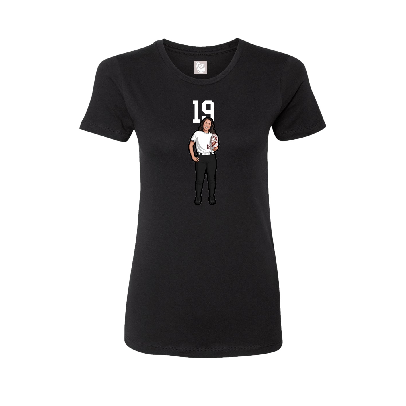 Fitted Women's Tee — Number Top in Black