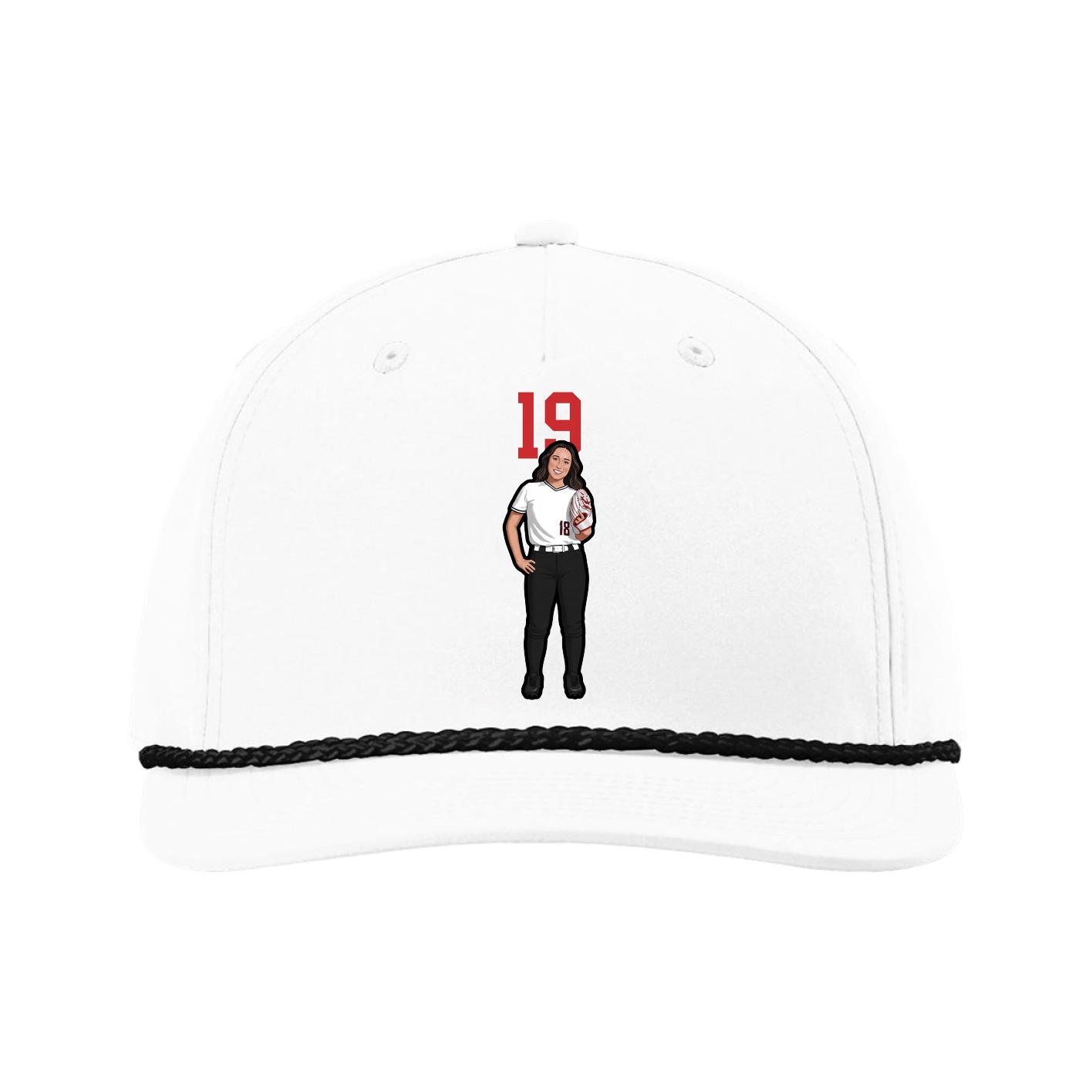 Five-Panel Classic Rope Cap — Number Top in White