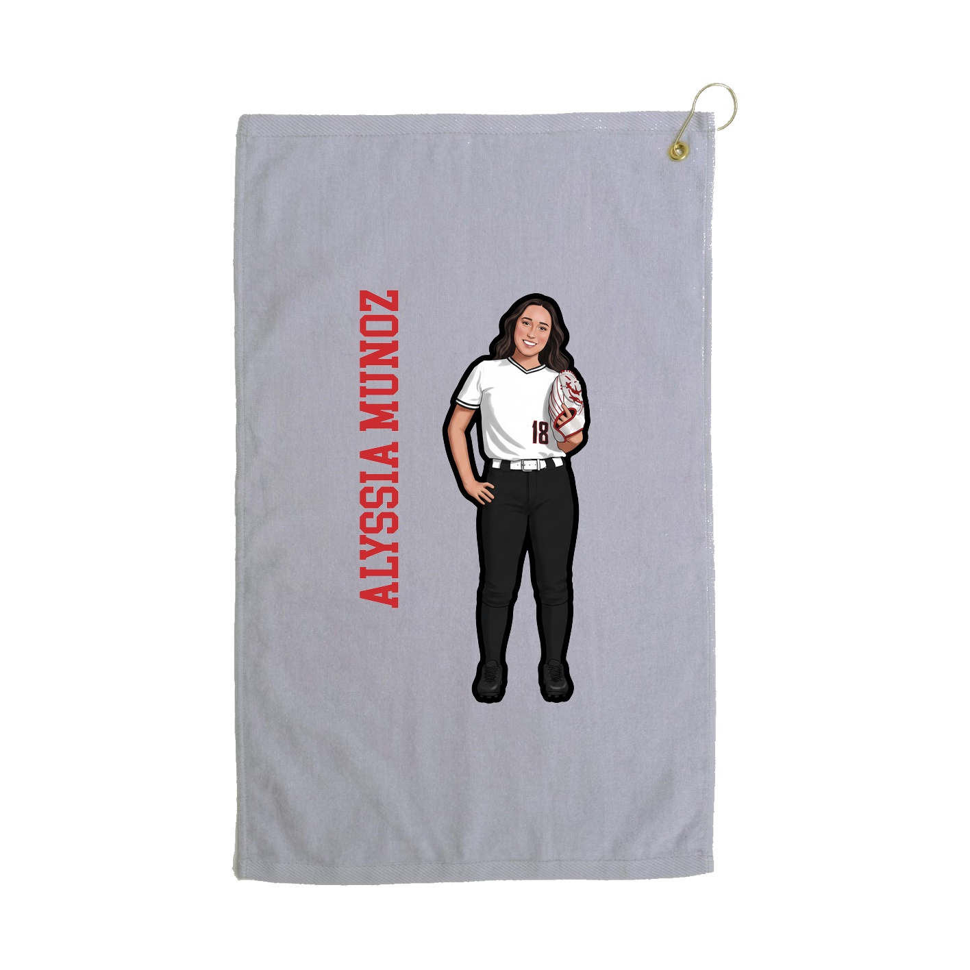 Golf Towel — Name Vertical in Grey