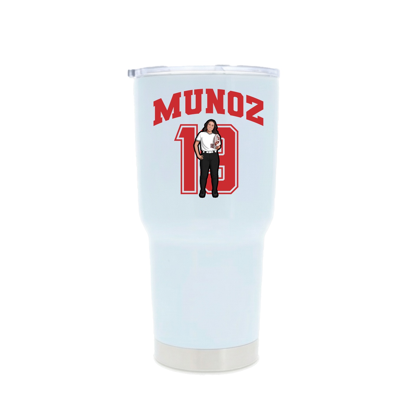 30oz Stainless Steel Tumbler — Number in White