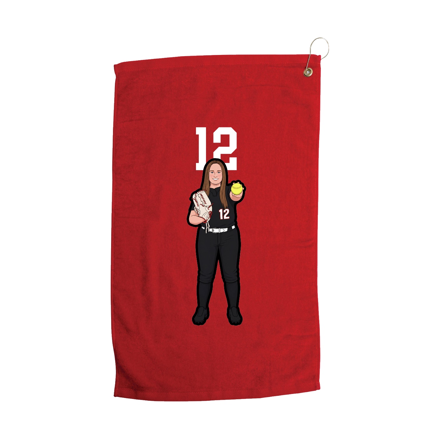 Golf Towel — Number Top in Red