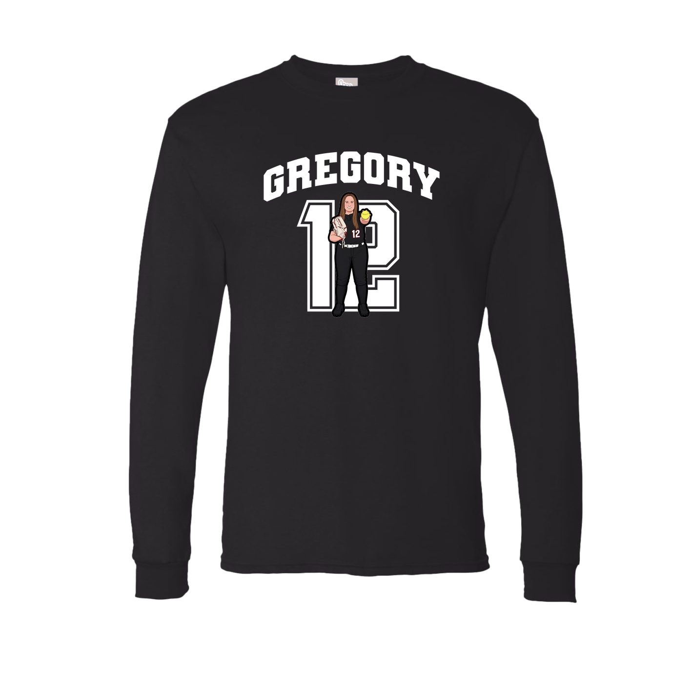Long Sleeve Tee — Number in Black